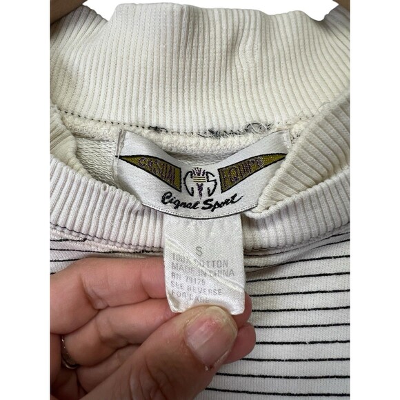 Vintage Women’s Casual Equipe Original Sport Logo Stripped Sweater Small Flaws - Picture 13 of 15
